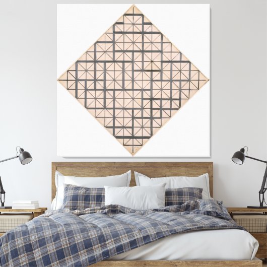 MONDRIAAN - COMPOSITIE MET RASTER 4: LOZENGE - 191 CANVAS AFDRUK (Insitu (Slaapkamer))