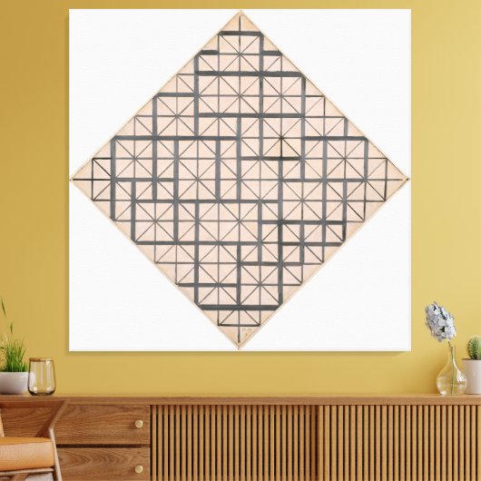 MONDRIAAN - COMPOSITIE MET RASTER 4: LOZENGE - 191 CANVAS AFDRUK (Insitu (Woonkamer))