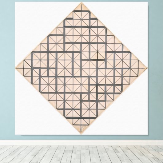 MONDRIAAN - COMPOSITIE MET RASTER 4: LOZENGE - 191 CANVAS AFDRUK (Insitu (Houten vloer))