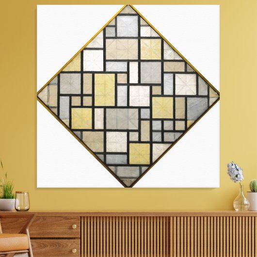 MONDRIAAN - COMPOSITIE MET RASTER 5: LOZENGE - 191 CANVAS AFDRUK (Insitu (Woonkamer))