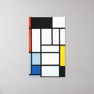 MONDRIAAN - COMPOSITIE MET ROOD, ZWART, GEEL - CANVAS AFDRUK