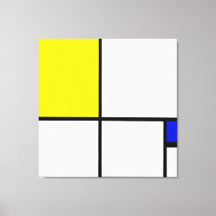 MONDRIAAN - COMPOSITIE nr. II met GEEL en BLAUW Canvas Afdruk