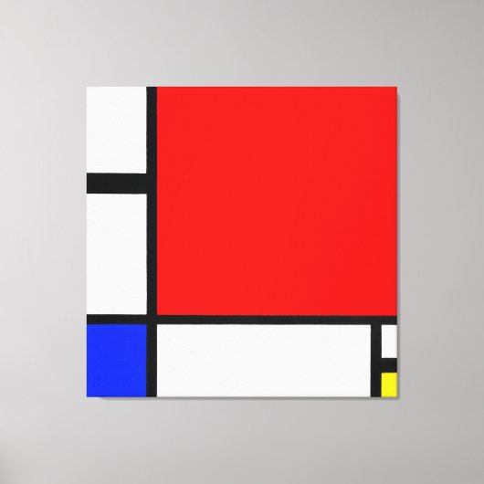 MONDRIAAN COMPOSITIE Nr. II met ROOD BLAUW & GEEL Canvas Afdruk (Voorkant)
