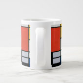 Mondriaan Compositie Rood Geel Blauw Zwart Extra Grote Beker (Achterkant)