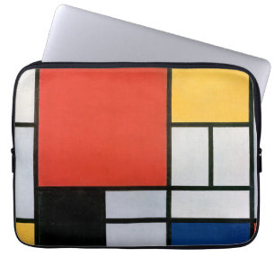 Mondriaan Compositie Rood Geel Blauw Zwart Laptop Sleeve