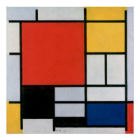 Mondriaan Compositie Rood Geel Blauw Zwart