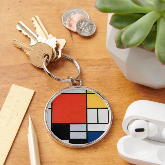Mondriaan Compositie Rood Geel Blauw Zwart Sleutelhanger (Bureau)
