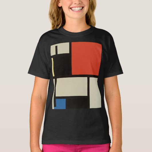 Mondriaan Composition Modern Abstract Black Kinder T-shirt (Voorkant)