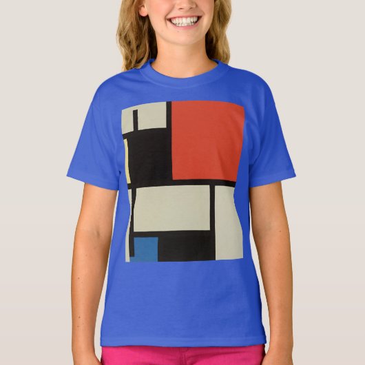 Mondriaan Composition Modern Abstract Deep Royal T-shirt (Voorkant)