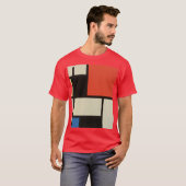 Mondriaan Composition Modern Abstract Red T-shirt (Voorkant volledig)