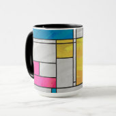 Mondriaan Geel Roze Blauw Afdrukken Mok (Voorkant links)