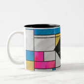 Mondriaan Geel Roze Blauw Afdrukken Tweekleurige Koffiemok (Links)