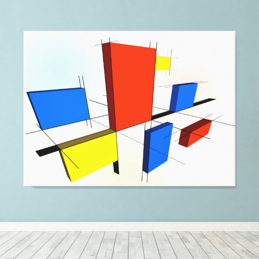 Mondriaan geïnspireerd 3D Canvas Afdruk (Insitu (Houten vloer))