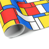 Mondriaan geïnspireerd Stijl Rood Blauw Geel Patro Cadeaupapier (Rol Hoek)