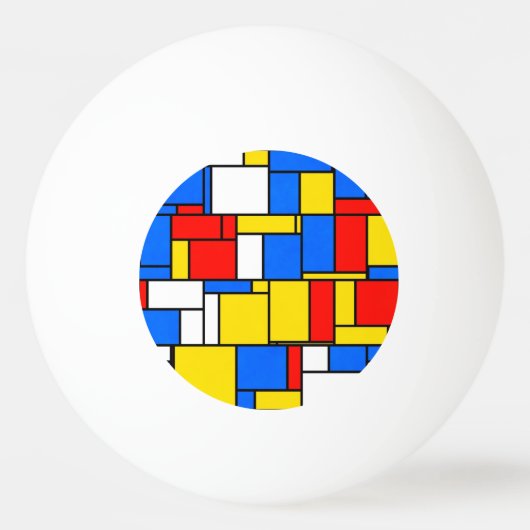Mondriaan geïnspireerd Stijl Rood Blauw Geel Patro Pingpongballen (Voorkant)