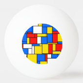 Mondriaan geïnspireerd Stijl Rood Blauw Geel Patro Pingpongballen (Achterkant)