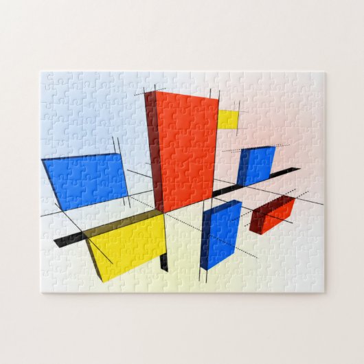 Mondriaan geïnspireerde 3D Legpuzzel (Horizontaal)