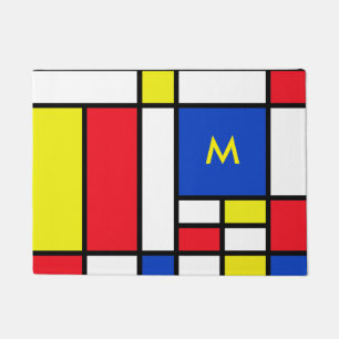 Mondriaan geïnspireerde geometrische vormgeving A Deurmat