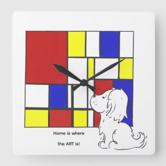 Mondriaan Geïnspireerde Kamille Vierkante Klok