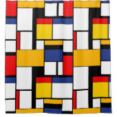 Mondriaan Geometric Minimalist Comopsition Modern Douchegordijn (Voorkant)