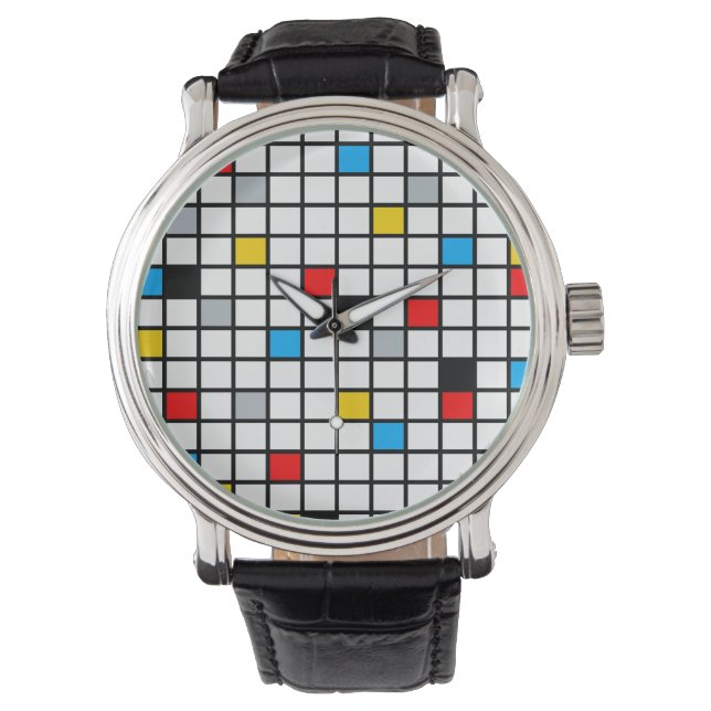 Mondriaan Geometric Minimalist Comopsition Modern Horloge (Voorkant)