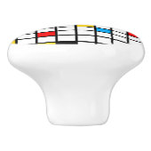 Mondriaan Geometric Minimalist Comopsition Modern Keramische Knop (Zijkant)