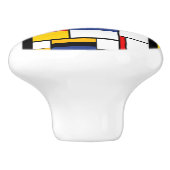 Mondriaan Geometric Minimalist Comopsition Modern Keramische Knop (Zijkant)