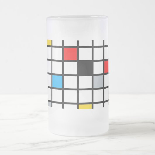 Mondriaan Geometric Minimalist Comopsition Modern Matglas Bierpul (Center)