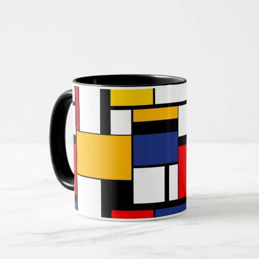 Mondriaan Geometric Minimalist Comopsition Modern Mok (Voorkant links)