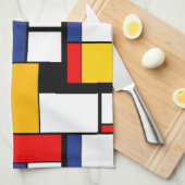 Mondriaan Geometric Minimalist Comopsition Modern Theedoek (Quarter Fold)