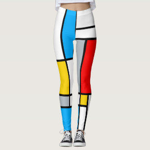 Mondriaan geometrische primaire kleuren rechte lij leggings