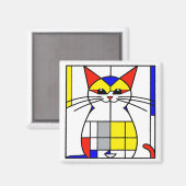 Mondriaan kat magneet (Voorkant / Achterkant)