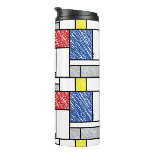 Mondriaan Krabbeltjes Minimalistisch De Stijl Mode Thermosbeker