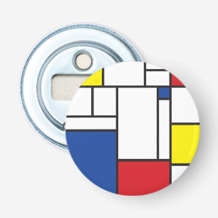 Mondriaan minimalist Geometric de Stijl Modern Art Button Flesopener