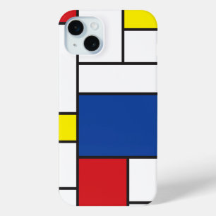 Mondriaan minimalist Geometric de Stijl Modern Art iPhone 15 Mini Hoesje
