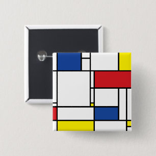 Mondriaan minimalist Geometric de Stijl Modern Art Vierkante Button 5,1 Cm