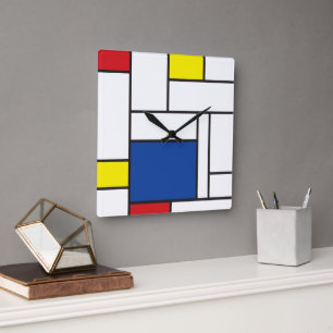 Mondriaan minimalist Geometric de Stijl Modern Art Vierkante Klok