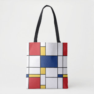 Mondriaan minimalistisch Abstract Kunstrood Blauw  Draagtas
