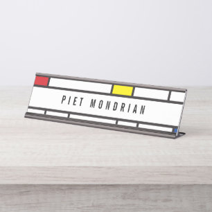 Mondriaan Minimalistische Geometrische De Stijl Mo Bureau Naambordje