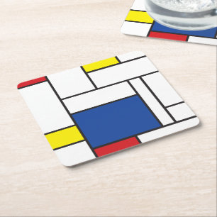 Mondriaan Minimalistische Geometrische De Stijl Mo Vierkante Kartonnen Onderzetter