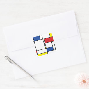 Mondriaan Minimalistische Geometrische De Stijl Mo Vierkante Sticker