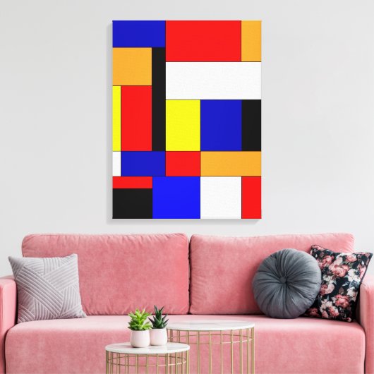 Mondriaan nr. 9 canvas afdruk (Insitu (Woonkamer))