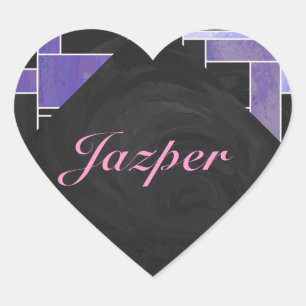 Mondriaan Paarse roze zwart afdrukken Hart Sticker