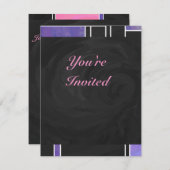 Mondriaan Paarse roze zwart afdrukken Kaart (Voorkant / Achterkant)