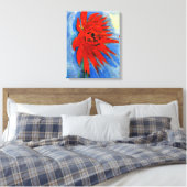 Mondriaan - Red Chrysanthemum Canvas Afdruk (Insitu (Slaapkamer))