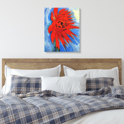 Mondriaan - Red Chrysanthemum Canvas Afdruk (Insitu (Slaapkamer))