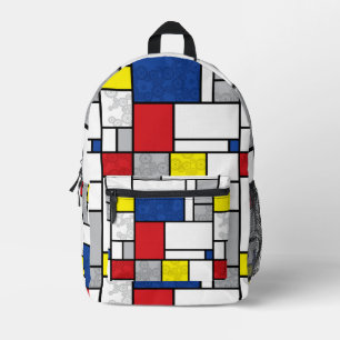 Mondriaan Retro Circles Minimalist de Stijl Mod Ar Bedrukte Rugzak