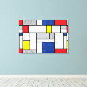 Mondriaan Retro Circles Minimalist de Stijl Mod Ar Canvas Afdruk (Insitu (Houten vloer))
