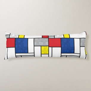 Mondriaan Retro Circles Minimalist de Stijl Mod Ar Lichaamskussen