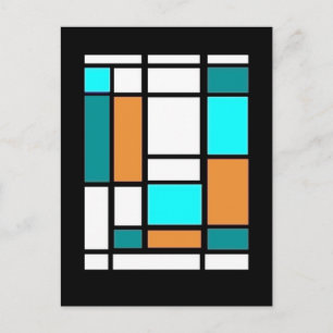 Mondriaan, Samenstelling, Blauwgroen Parody Post C Briefkaart